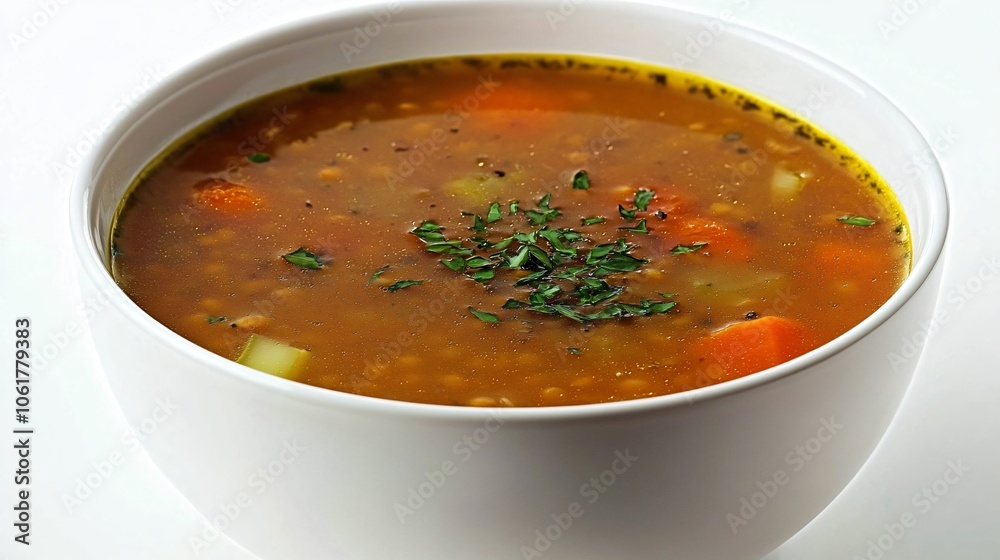 Bowl of Homemade Lentil Soup with Parsley Garnish Bowl of Homemade Lentil Soup with Parsley Garnish