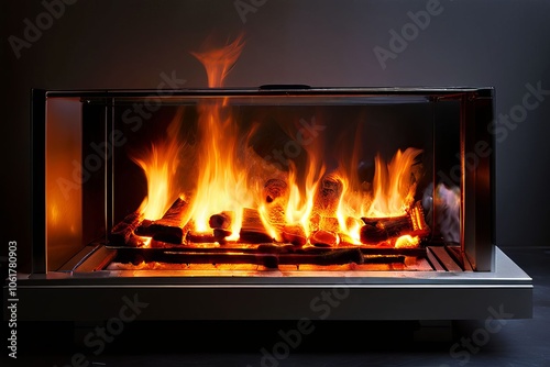  smart fireplace automatically adjusts flame intensity and provi photo