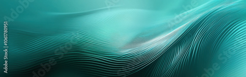 Flowing turquoise waves create a serene and calming atmosphere in an abstract design