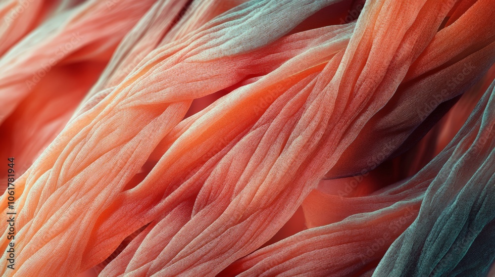 Fototapeta premium Abstract Pattern of Intertwined Fabric with a Shimmering Texture and Warm, Earthy Tones, Creating an Intricate and Artistic Composition