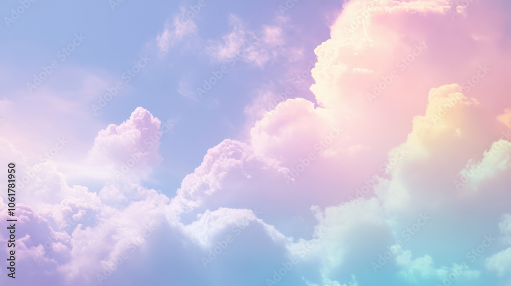 Colorful clouds at sunset blend pink, blue, and orange in serene beauty Colorful clouds at sunset blend pink, blue, and orange in serene beauty