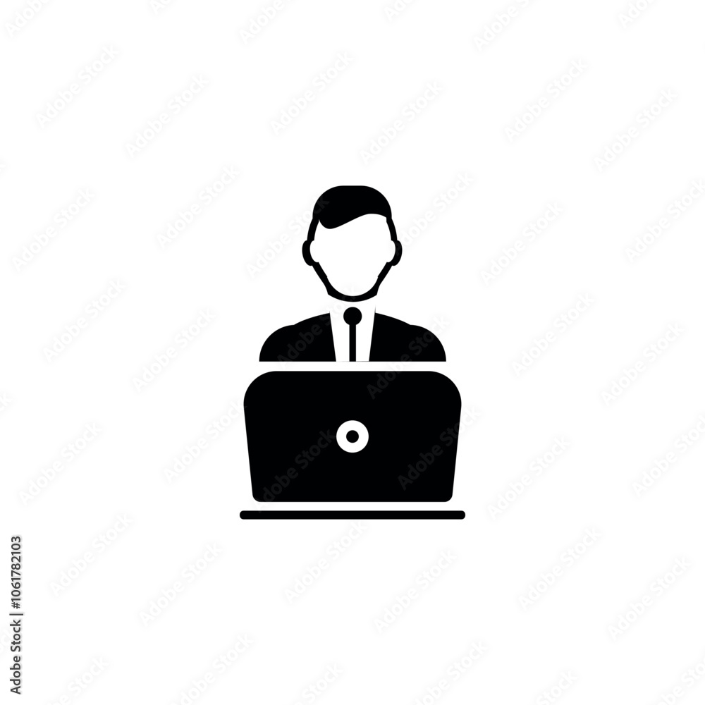 Blogger with laptop icon in black simple design Blogger with laptop icon in black simple design