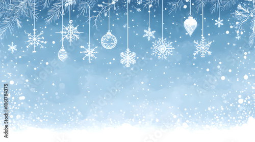 Winter card with white Frosty snowflake on blue background. Magical macro snow backdrop. Holiday greeting card for Christmas New Year. Xmas banner. Winter season concept.