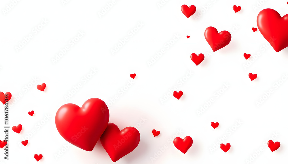 Red heart valentine day abstract background isolated with white highlights, png