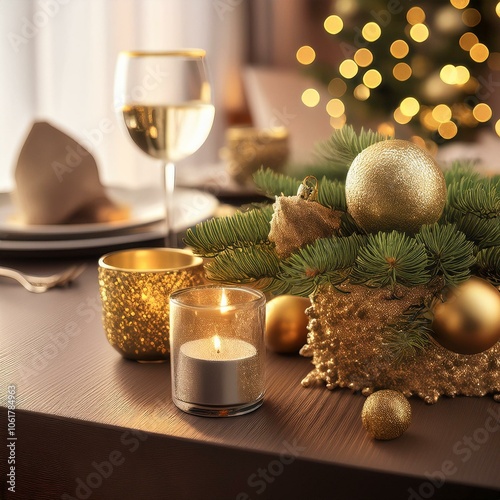 Beautiful christmas decoration on the table