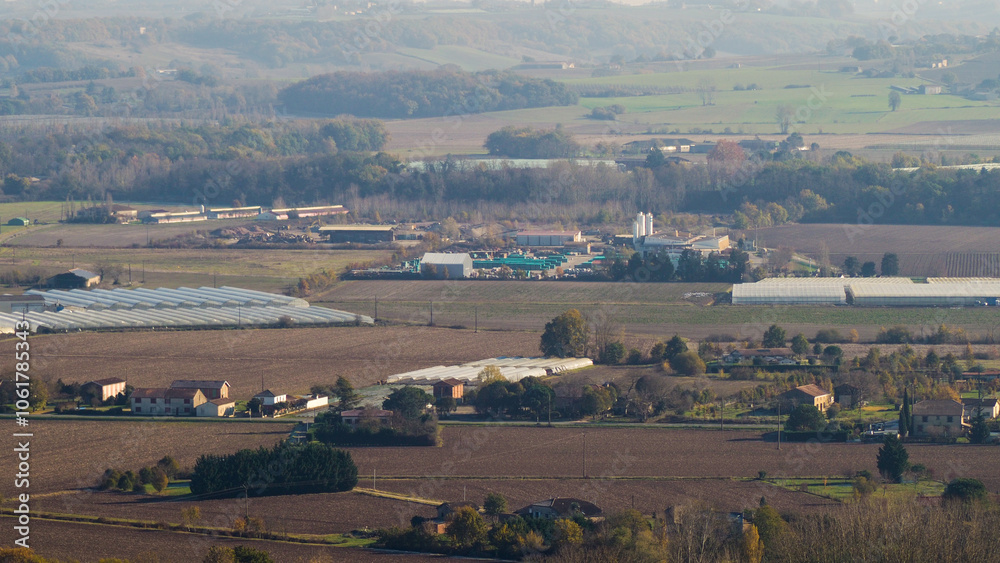 Naklejka premium Vallées du Lot-et-Garonne, observées depuis une colline