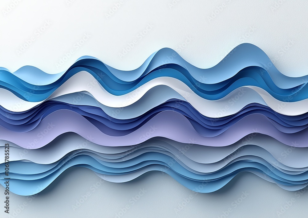 Abstract paper waves in varying shades of blue and purple create a dynamic visual effect. Abstract paper waves in varying shades of blue and purple create a dynamic visual effect.