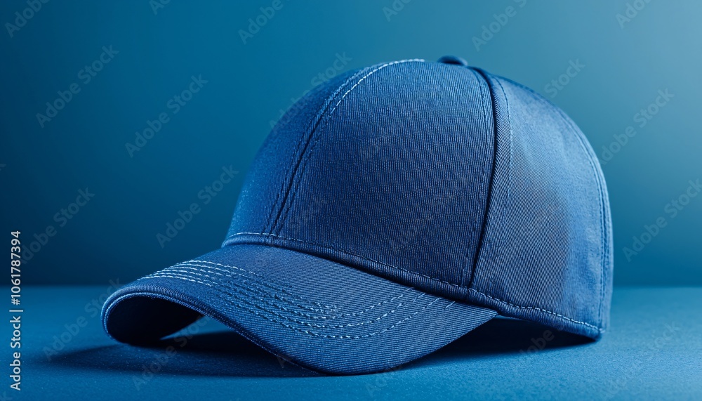 Detailed Close-up of Cap Mockup Against Solid Color Backdrop, Showcasing Stitching and Textured Fabric Surface Detailed Close-up of Cap Mockup Against Solid Color Backdrop, Showcasing Stitching and Textured Fabric Surface