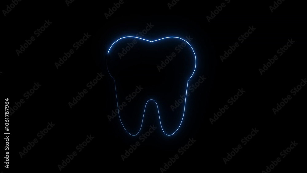 Neon tooth icon vector illustration flat style image.4k illustration Neon tooth icon vector illustration flat style image.4k illustration