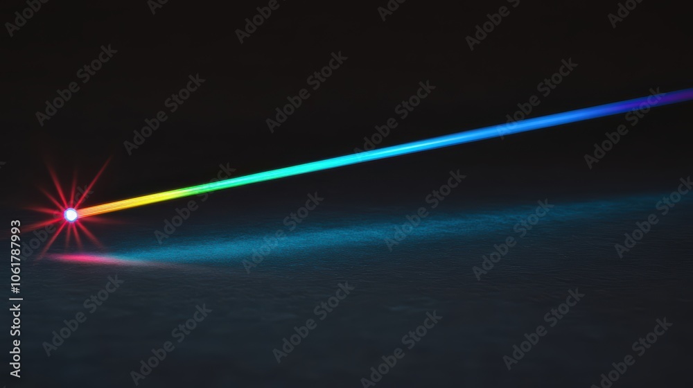 Fototapeta premium Vivid Blue Laser Beam Across Dark Background