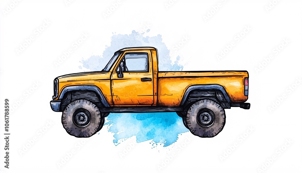 Bold and Rugged Pickup Truck Clip Art in Frontal View - Minimalist Design Bold and Rugged Pickup Truck Clip Art in Frontal View - Minimalist Design