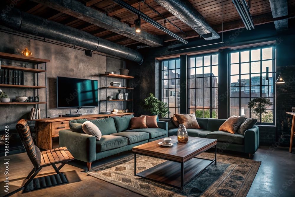 Industrial Chic Living Room: Modern Design with Steel Beams, Raw Materials, and Urban Aesthetic for Contemporary Homes and Interiors Industrial Chic Living Room: Modern Design with Steel Beams, Raw Materials, and Urban Aesthetic for Contemporary Homes and Interiors