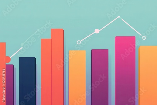 A colorful bar chart with a line graph overlay, illustrating data trends and comparisons in a visually appealing way.