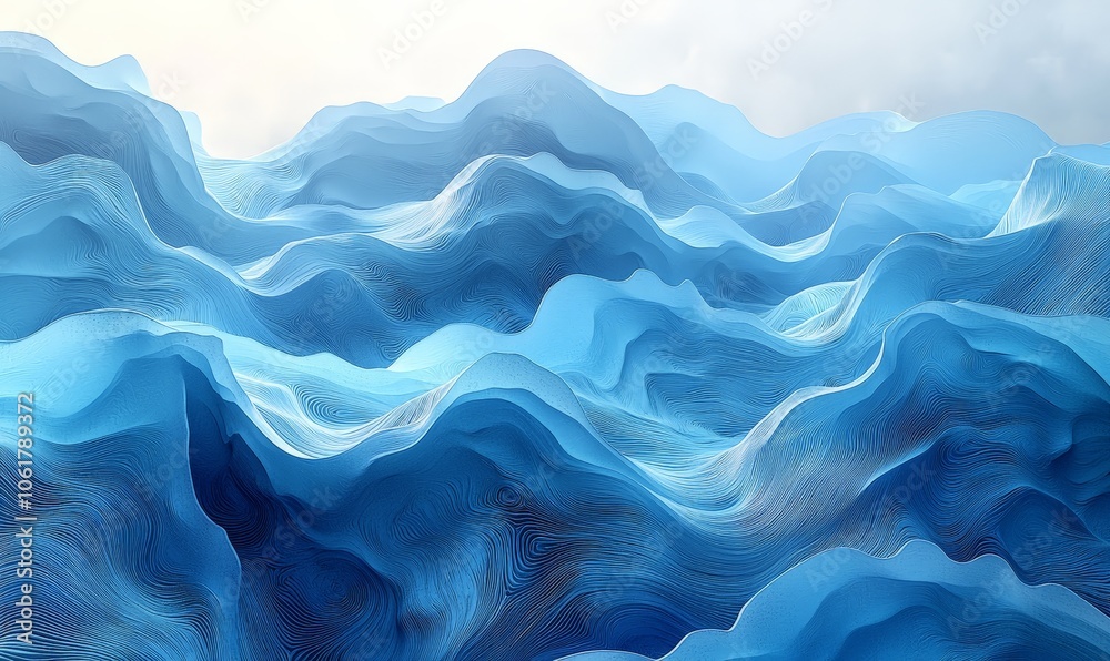 Abstract representation of flowing blue waves, evoking a sense of calm and fluidity. Abstract representation of flowing blue waves, evoking a sense of calm and fluidity.
