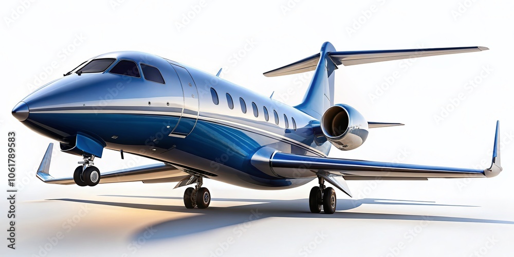 Naklejka premium Isolated Airplane on White Background for Clean Professional Design, Aircraft Photography, Aviation Graphics, Minimalist Aesthetic, Business Presentation, Marketing Materials, Website Graphics
