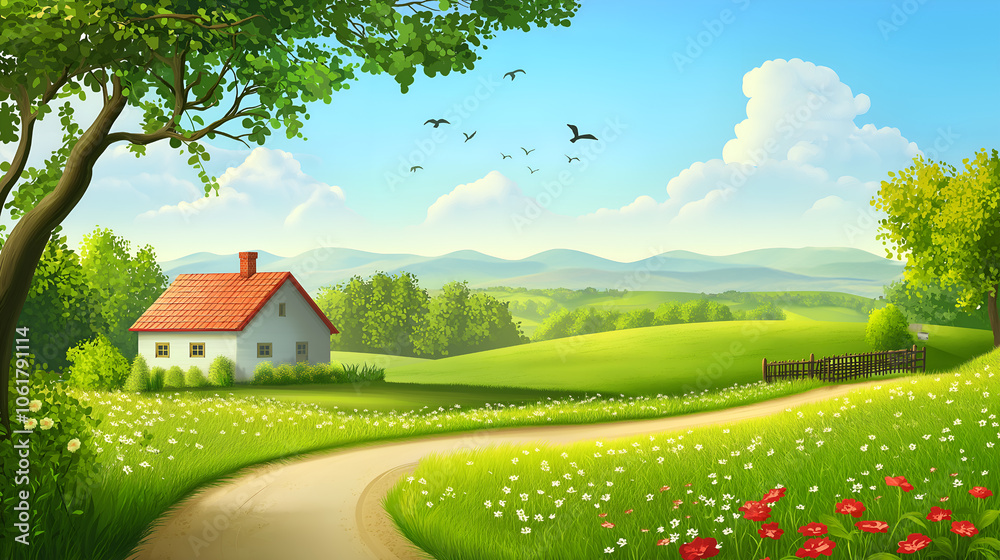 Farm, panorama landscape, background Farm, panorama landscape, background