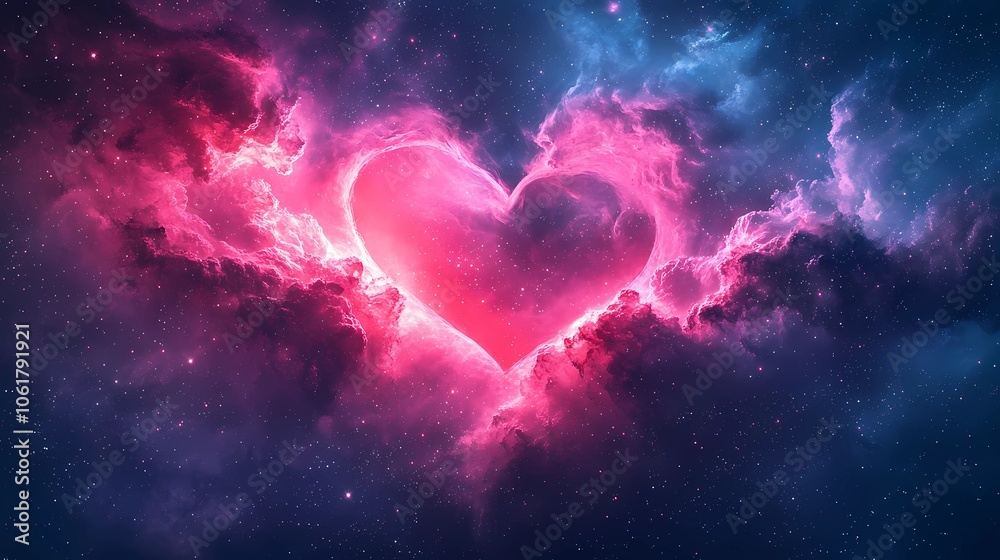 Stunning pink and purple nebula featuring vibrant hearts pattern in the depths of space Stunning pink and purple nebula featuring vibrant hearts pattern in the depths of space