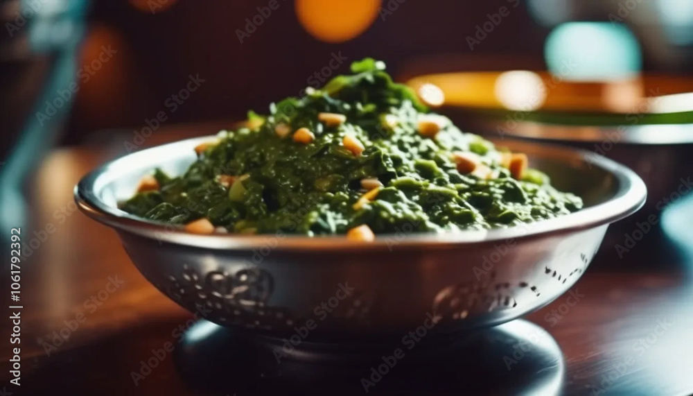 Indian palak with spinach and chicken, ai Indian palak with spinach and chicken, ai