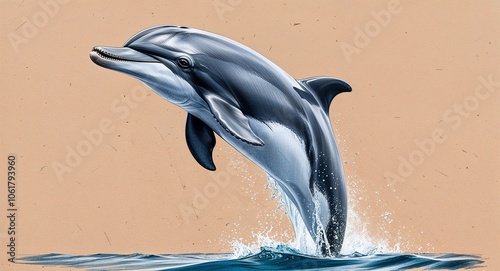 Wallpaper Mural Dolphin jumping out of the ocean hand drawing Torontodigital.ca