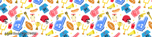 american football colorfull pattern doodle seamless pattern background cute transparent