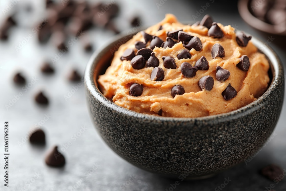 Creamy peanut butter dip with chocolate chips Creamy peanut butter dip with chocolate chips