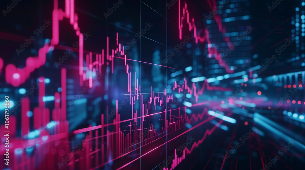 Futuristic visualization of digital stock market data. Futuristic visualization of digital stock market data.