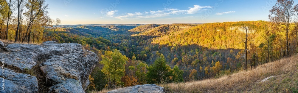 A breathtaking panorama of rolling hills and valleys during golden hour in a serene natural landscape A breathtaking panorama of rolling hills and valleys during golden hour in a serene natural landscape