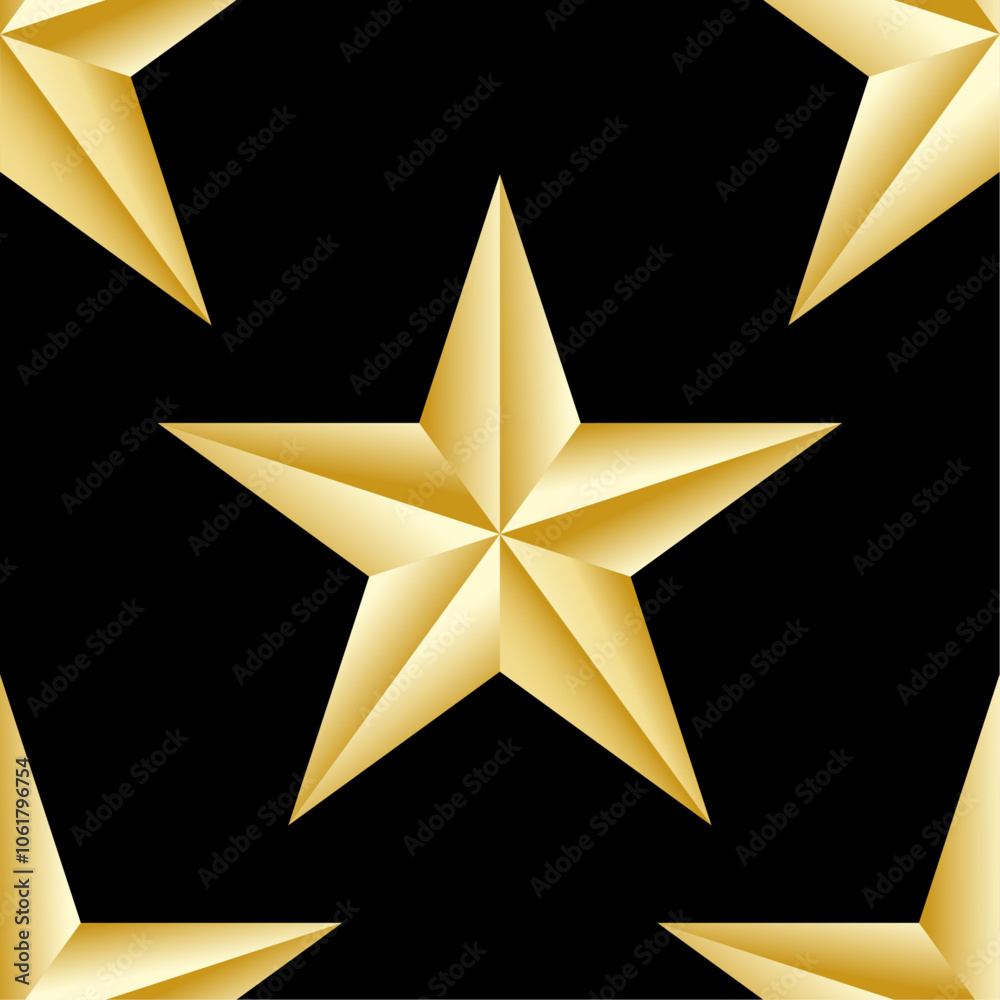 Patrón de estrellas doradas de 5 puntas sobre fondo negro