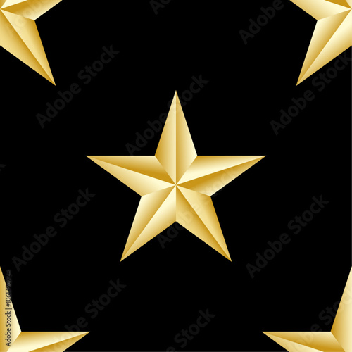 Patrón de estrellas doradas de 5 puntas sobre fondo negro