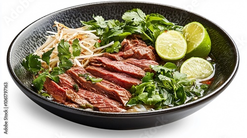 Vietnamese Pho Noodle Soup with Beef and Lime