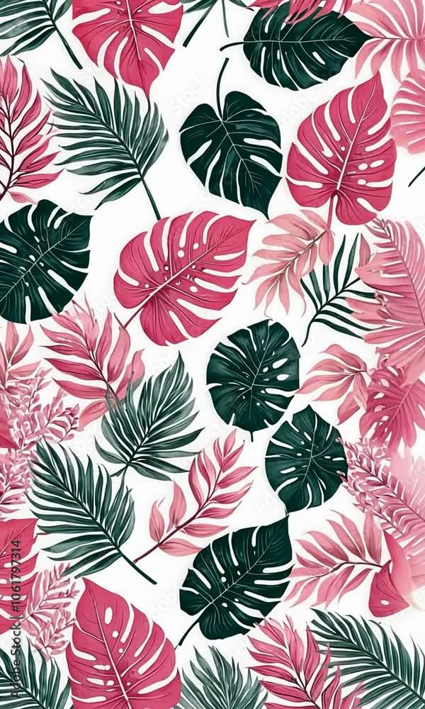 vita day motherrs tropical leaves illustration pink white pink geometric floral leaf three-dimensional mother effect wall texture background illustration banner graphic abstract feminine tropical