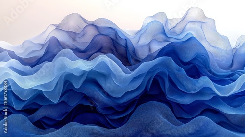 Abstract representation of flowing waves in various shades of blue.