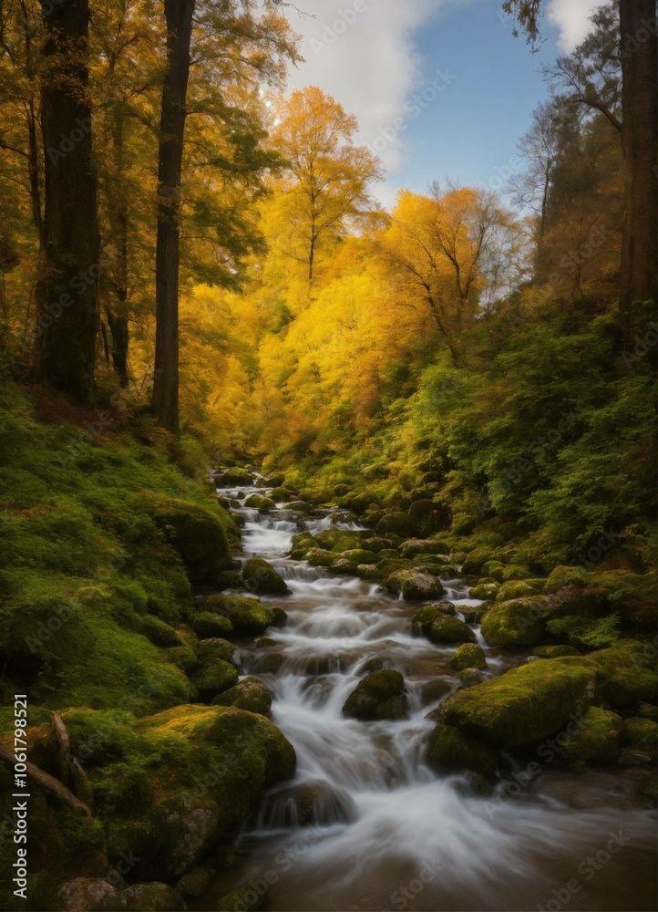 autumn forest stream autumn forest stream