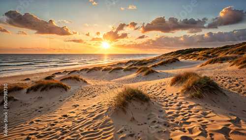 Coucher de soleil sur les dunes de sable