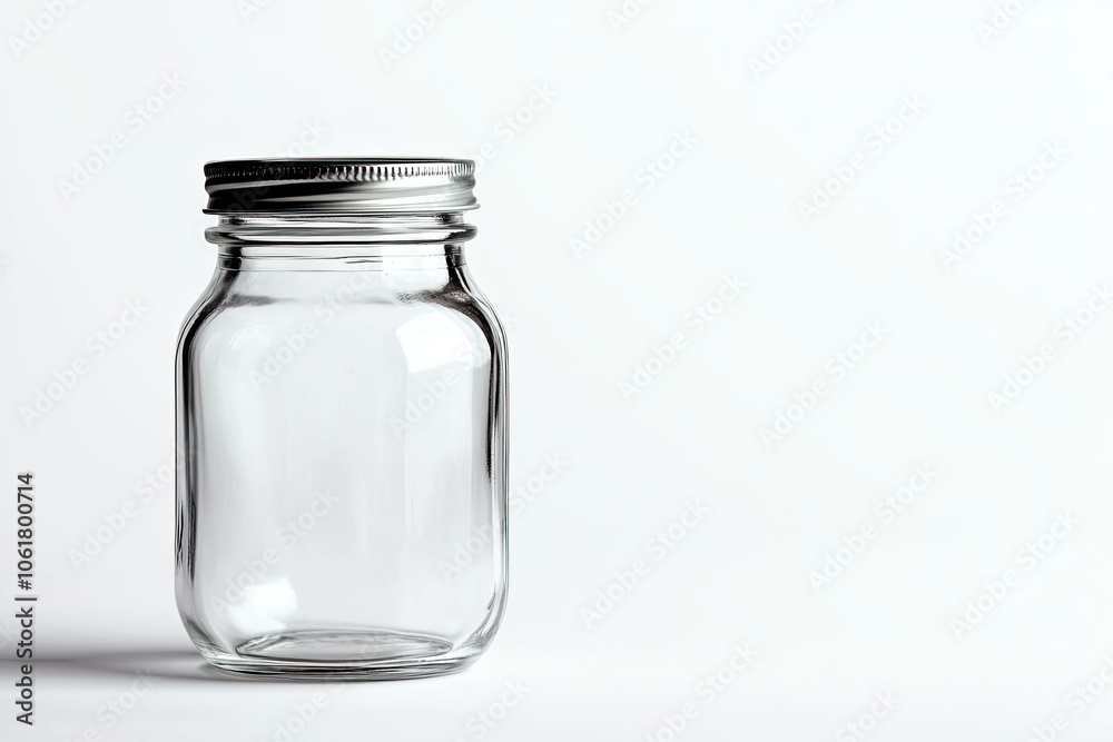 Empty glass jar with metal lid on isolated white background. Empty glass jar with metal lid on isolated white background.