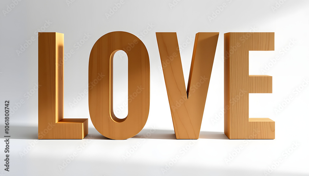 Giant love letters wooden isolated with white highlights, png Giant love letters wooden isolated with white highlights, png