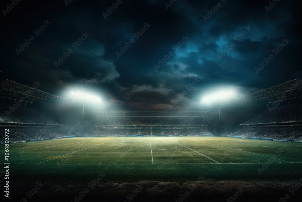 Football stadium architecture illuminated. Football stadium architecture illuminated.
