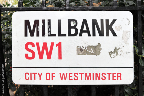 Millbank sign, City of Westminster, London SW1 photo