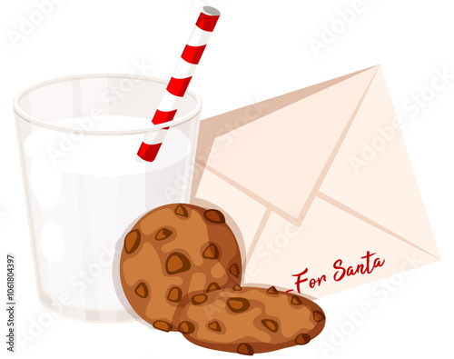 Milk and Cookies for Santa - Cute Christmas Graphic Vector Art