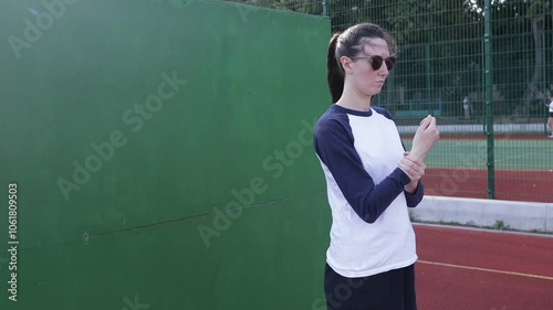 Woman exercising or doing workout session outside