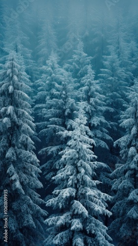 Winter forest tree snow.