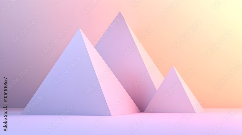 Serene Triangular 3D Sculpture with Soft Pastel Tones and Minimal Details Serene Triangular 3D Sculpture with Soft Pastel Tones and Minimal Details