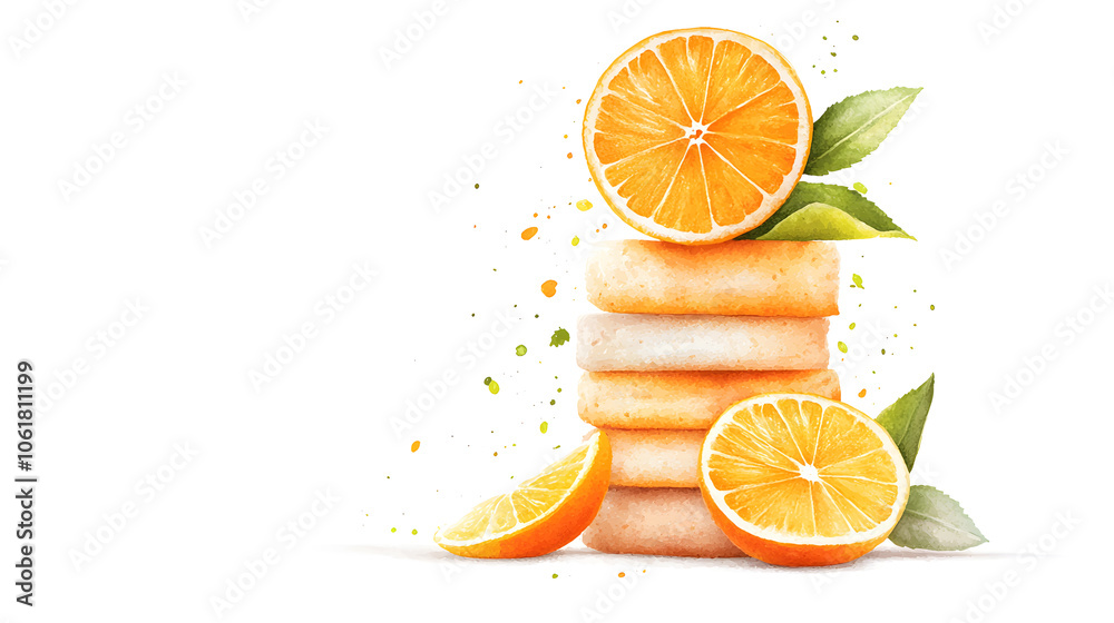 Vibrant citrus display artistic stack of panini with fresh orange slices enhances culinary aesthetics and invites taste imagination
