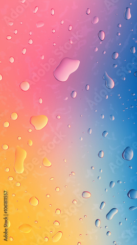 drops of water condensation on clear glass ombre background mobile wallpaper vertical backdrop branding marketing pink yellow blue 