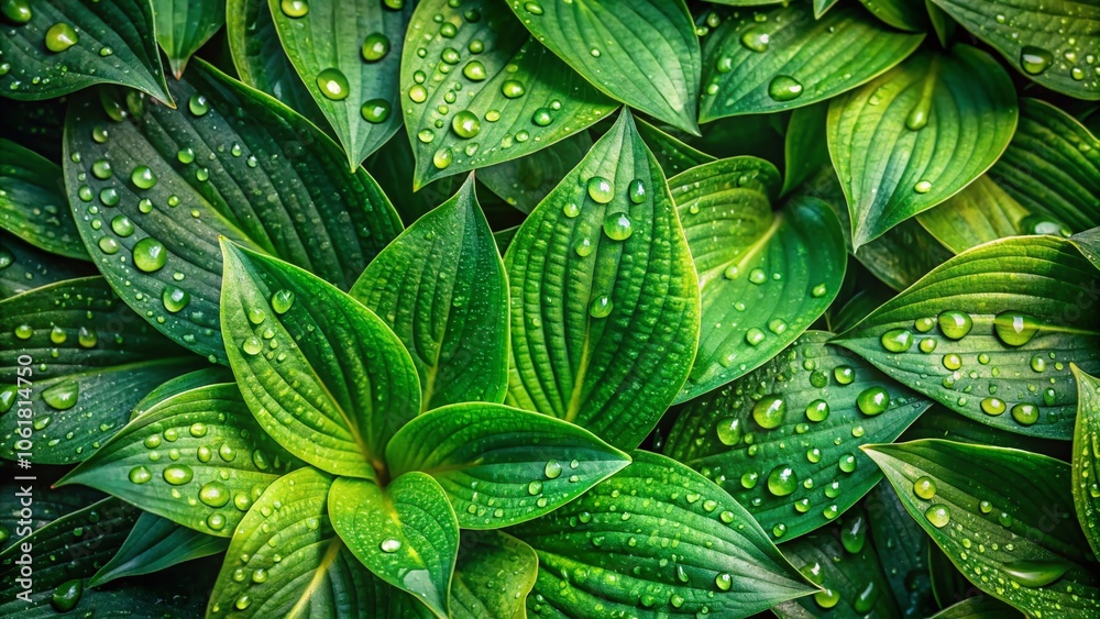 Fototapeta premium Stunning Drone Photography of Dewy Leaves with Drops, Macro Nature Photography, Leaf Close-Up, Greenery, Nature's Beauty, High-Resolution Aerial View, Natural Landscape, Freshness, Botanical Art