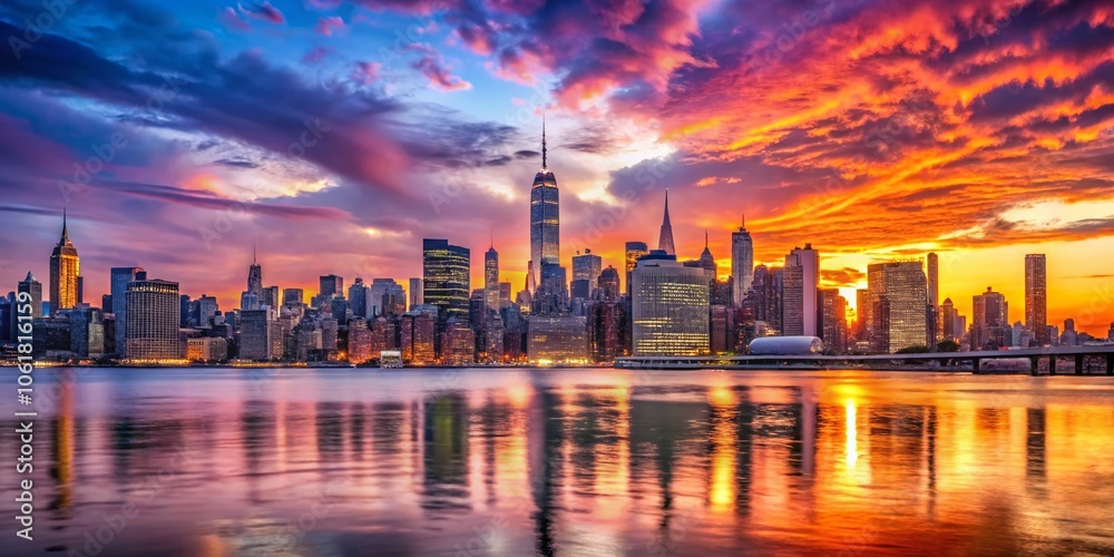 Stunning New York City Sunset Over Skyline with Vibrant Colors and Reflective Water, Perfect for City Lovers and Travel Enthusiasts, Urban Landscapes, and Scenic Views Stunning New York City Sunset Over Skyline with Vibrant Colors and Reflective Water, Perfect for City Lovers and Travel Enthusiasts, Urban Landscapes, and Scenic Views