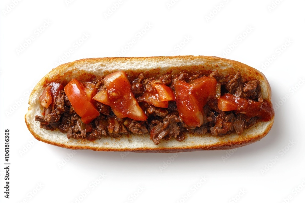 Spicy Ethiopian Beef Tibs Sandwich on Crusty Bread Spicy Ethiopian Beef Tibs Sandwich on Crusty Bread