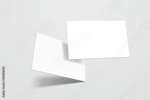 Blank realistic business card, gift card or credit card with shadow. Mockup design for presentation branding, corporate identity, ads, personal, stationery, document, graphic presenting. Vector 