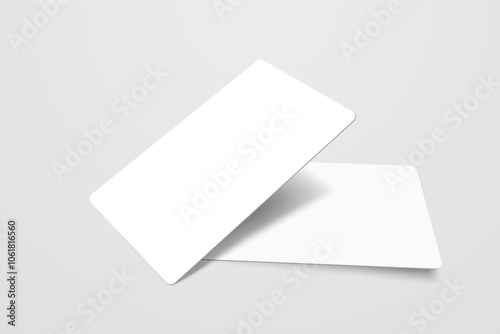 Rounded corners business card, gift card or credit card with shadow. Mockup design for presentation branding, corporate identity, ads, personal, stationery, document, graphic presenting. Vector
