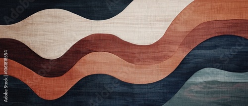 A colorful rug with a wave pattern